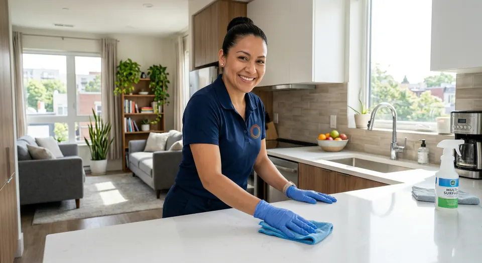Profesional de limpieza a domicilio con Prosavis